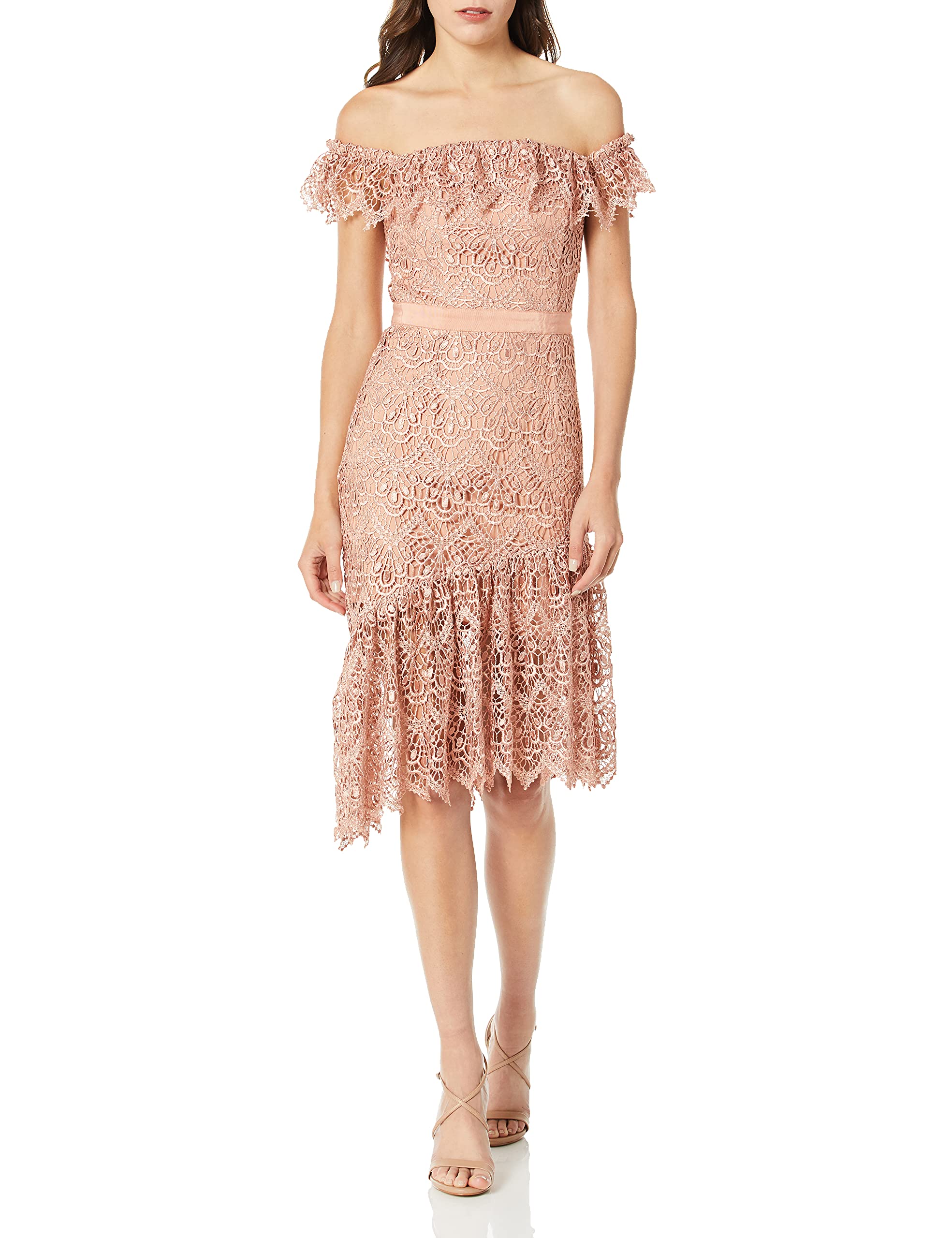 Adelyn Rae Women's Raquel Woven Lace Off-The-Shoulder Dress for Summer Weddings, Beach Vacations & Date Nights