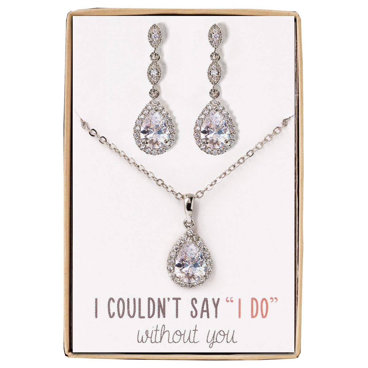 A+O Bridesmaid Earrings: Teardrop Cubic Zirconia Crystal Dangle Earrings in Silver, Gold, Rose Gold - Perfect for Weddings, Parties, and Special Occasions