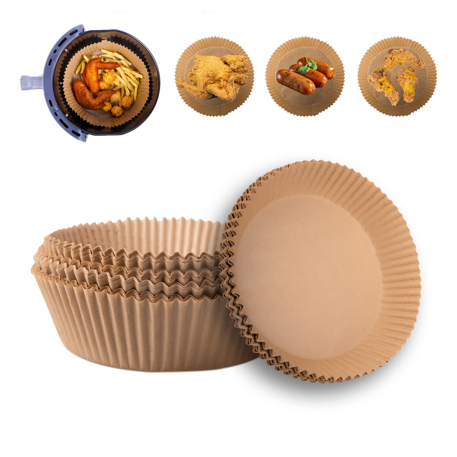 100PCS Disposable Air Fryer Liners - Non-Stick Parchment Paper Sheets for Ninja, Tower & Most Air Fryer Models | Perfect for Baking, Roasting, Steaming & Microwave Use
