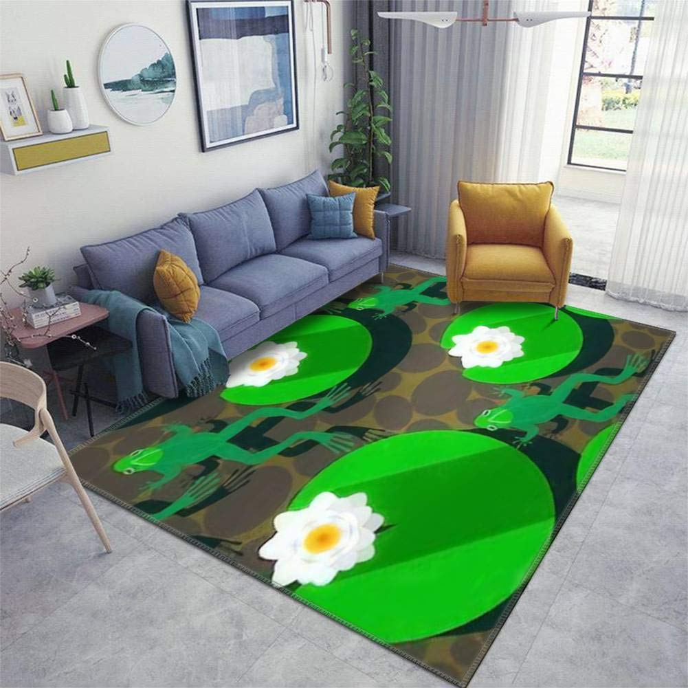 Non-Slip Thickened Lily & Frog Design Runner Rug Pad - Indoor/Outdoor Entryway, Living Room, Hallway Floor Carpet - Perfect for High Traffic Areas, Front Door Mats, and Home Decor