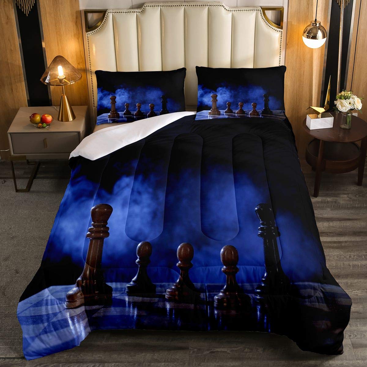 International Chess Comforter Set - Ultra Soft Chess Theme Bedding for Kids & Teens | Full Size Duvet Cover with Competitive Style Design | Perfect for Bedroom Decor, Chess Lovers, and Game Room Themes