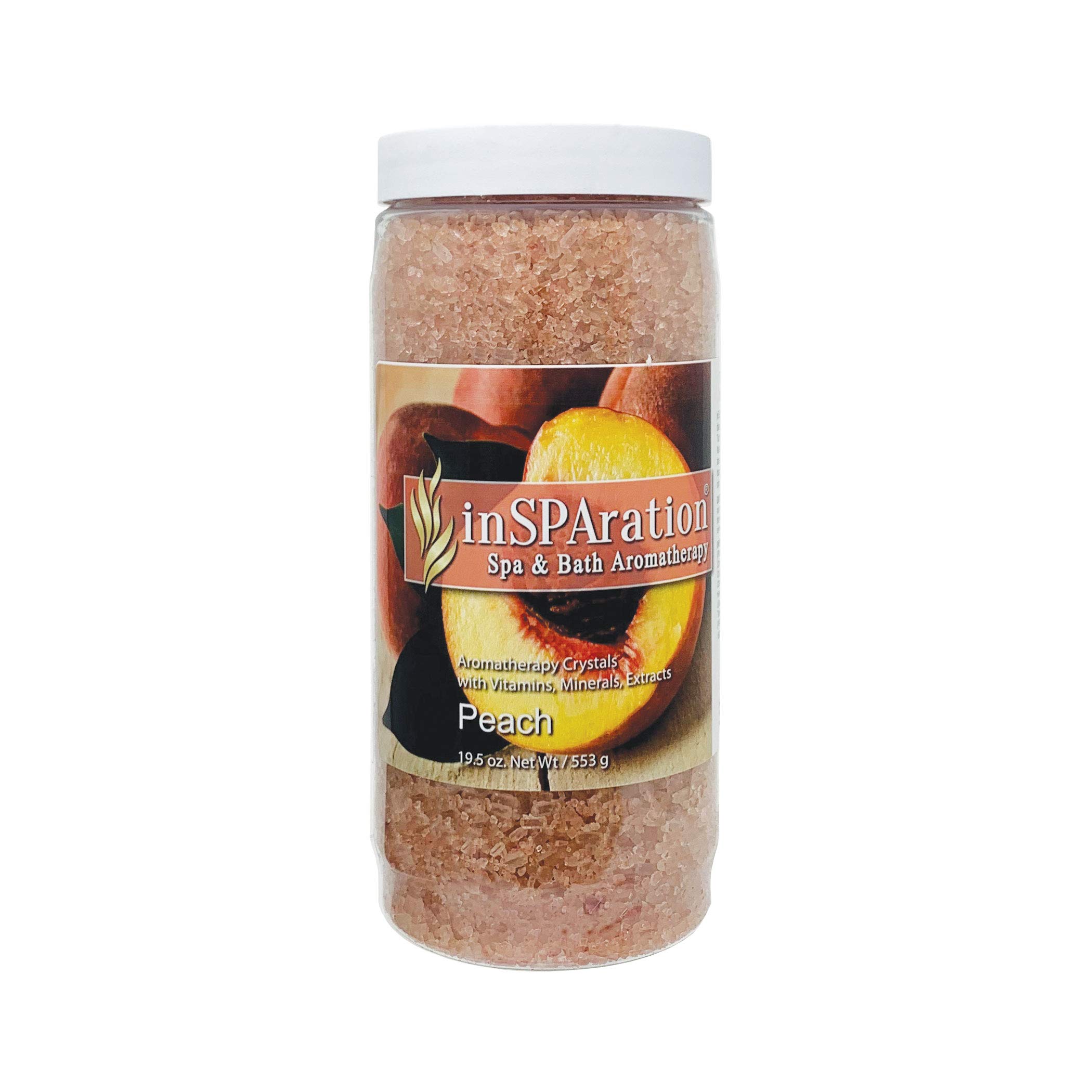 InSPAration Peach Crystals - 19oz for Spa & Hot Tubs - Relaxing Bath Soak