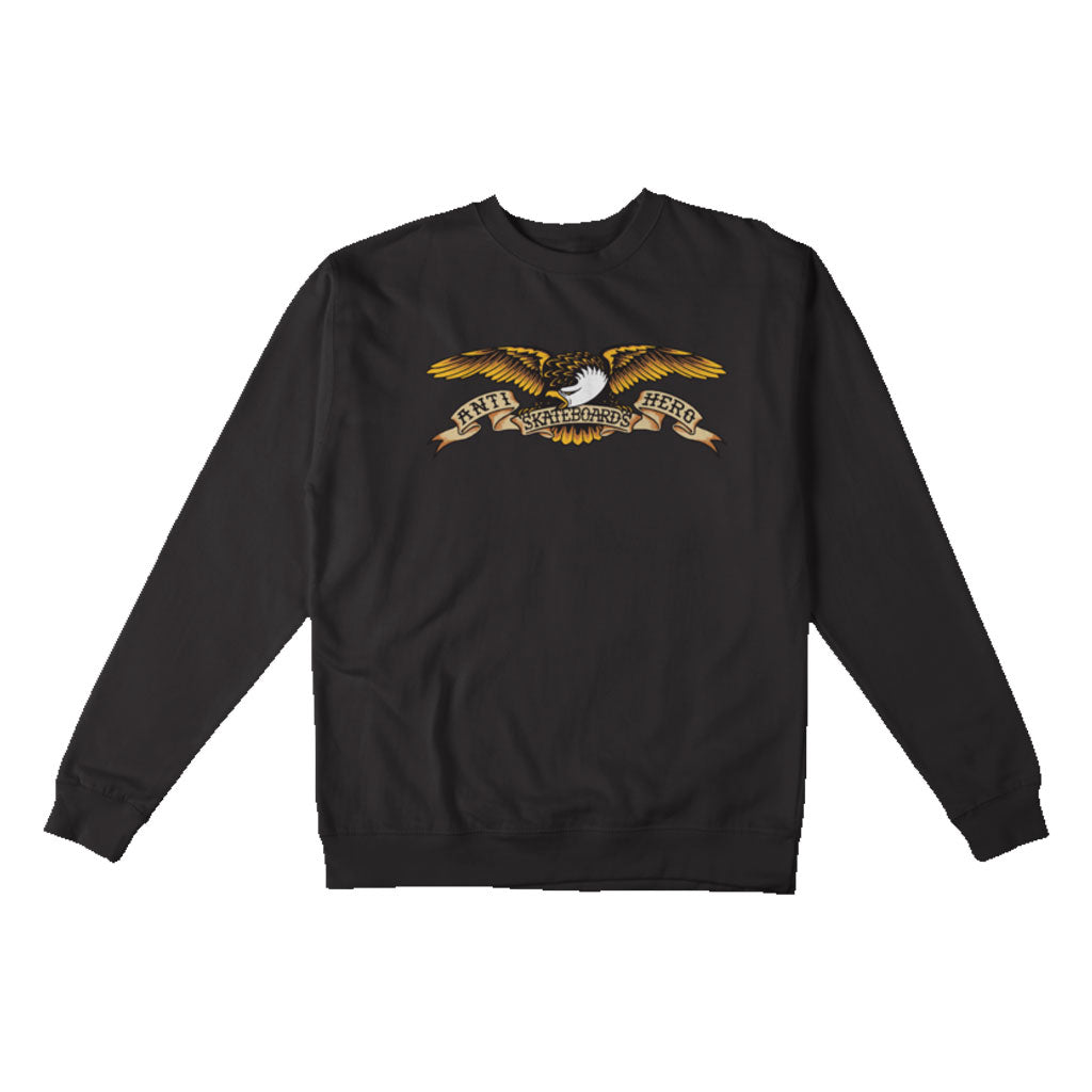 Antihero Eagle Graphic Crewneck Sweatshirt - Black & Multi-Color - Streetwear Style for Casual Wear & Urban Fashion