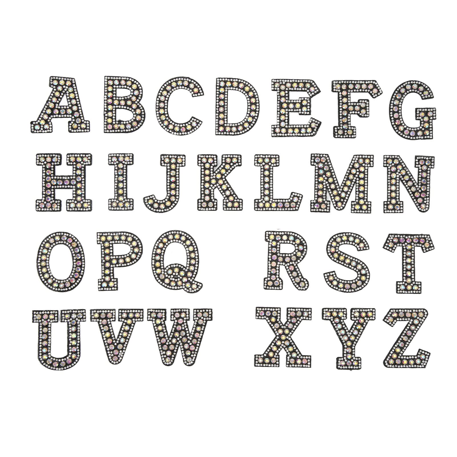 26PCS Iron on Letter A-Z Rhinestone Alphabet Patches - Glitter Sew on Appliques for DIY Clothes, Hats, Bags & Denim Jackets - Perfect for Customizing Outfits & Gifts