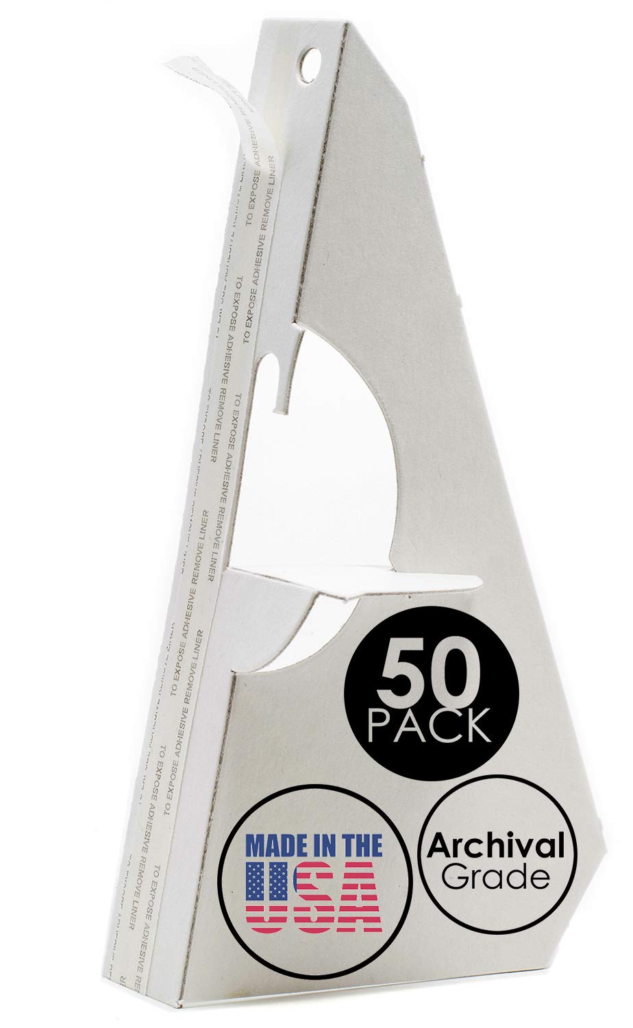 Golden State Art 7 Inch Self-Adhesive Easel Back Stand - Archival Quality Cardboard Display for Posters, Pictures & Brochures - Easy Application (50 Pack, White) - Made in USA - Perfect for Trade Shows, Retail Displays & Classroom Presentations