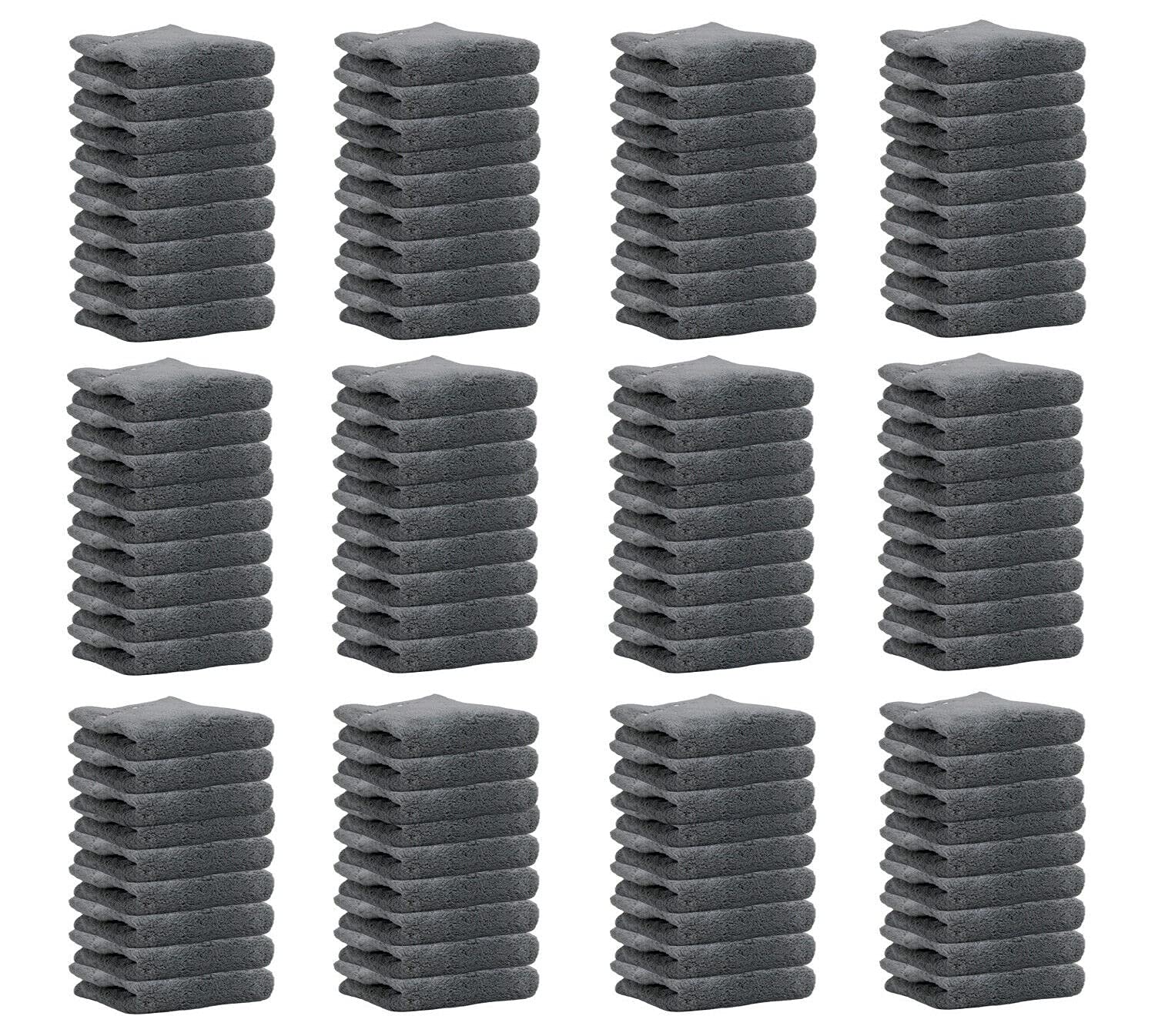 Seleq 13x13 Inch Grey Microfiber Makeup Removal Towels - Bulk Pack of 108 Soft Facial Cleaning Cloths for Spa, Salon & Home Skincare Routine