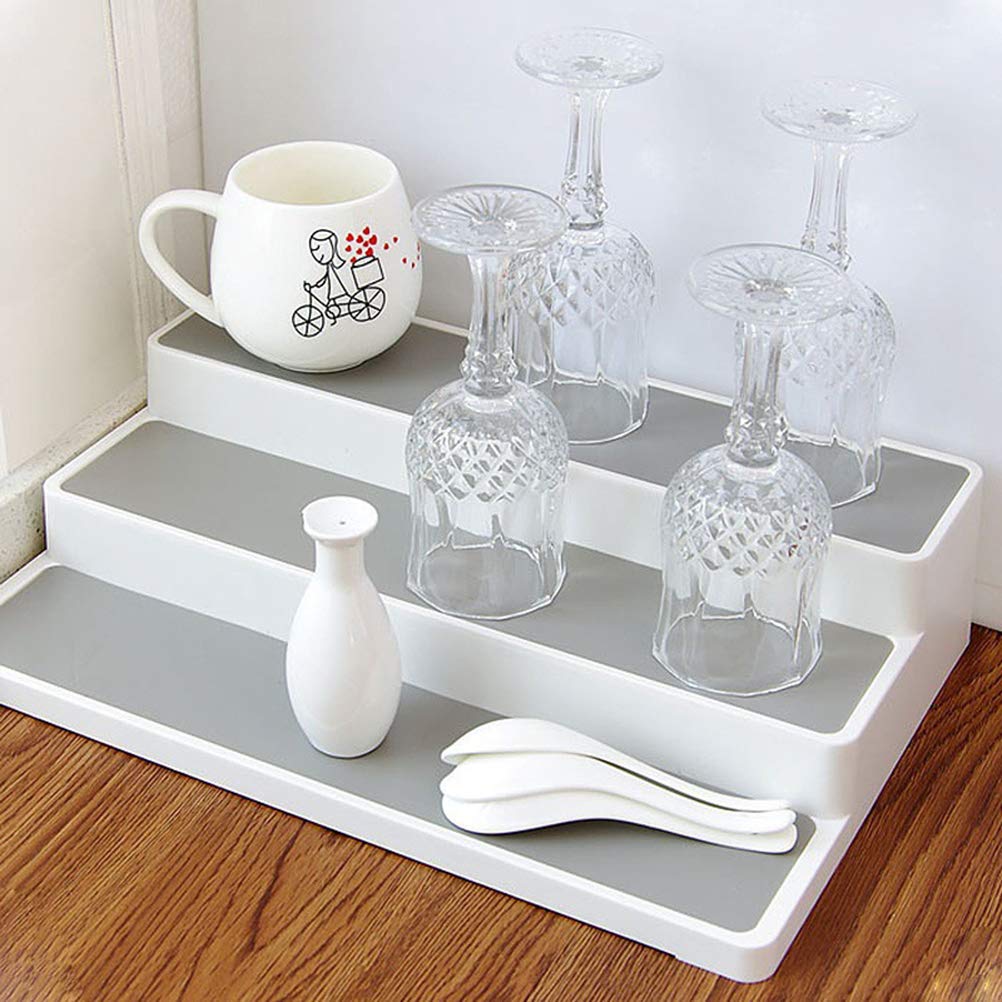 3-Tier Non-Skid Spice Rack Organizer - Creative Stepped Kitchen Storage Shelf for Seasoning Bottles & Jars - Perfect for Pantry, Cabinet, or Countertop Organization