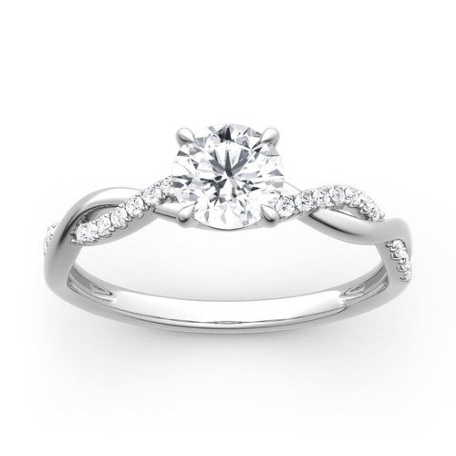 Jeulia 1.5ct Moissanite Halo Twist Round Cut Diamond Engagement Ring 14K White Gold - Wedding, Anniversary, Promise Ring for Women - Perfect for Proposals, Bridal Jewelry & Special Occasions