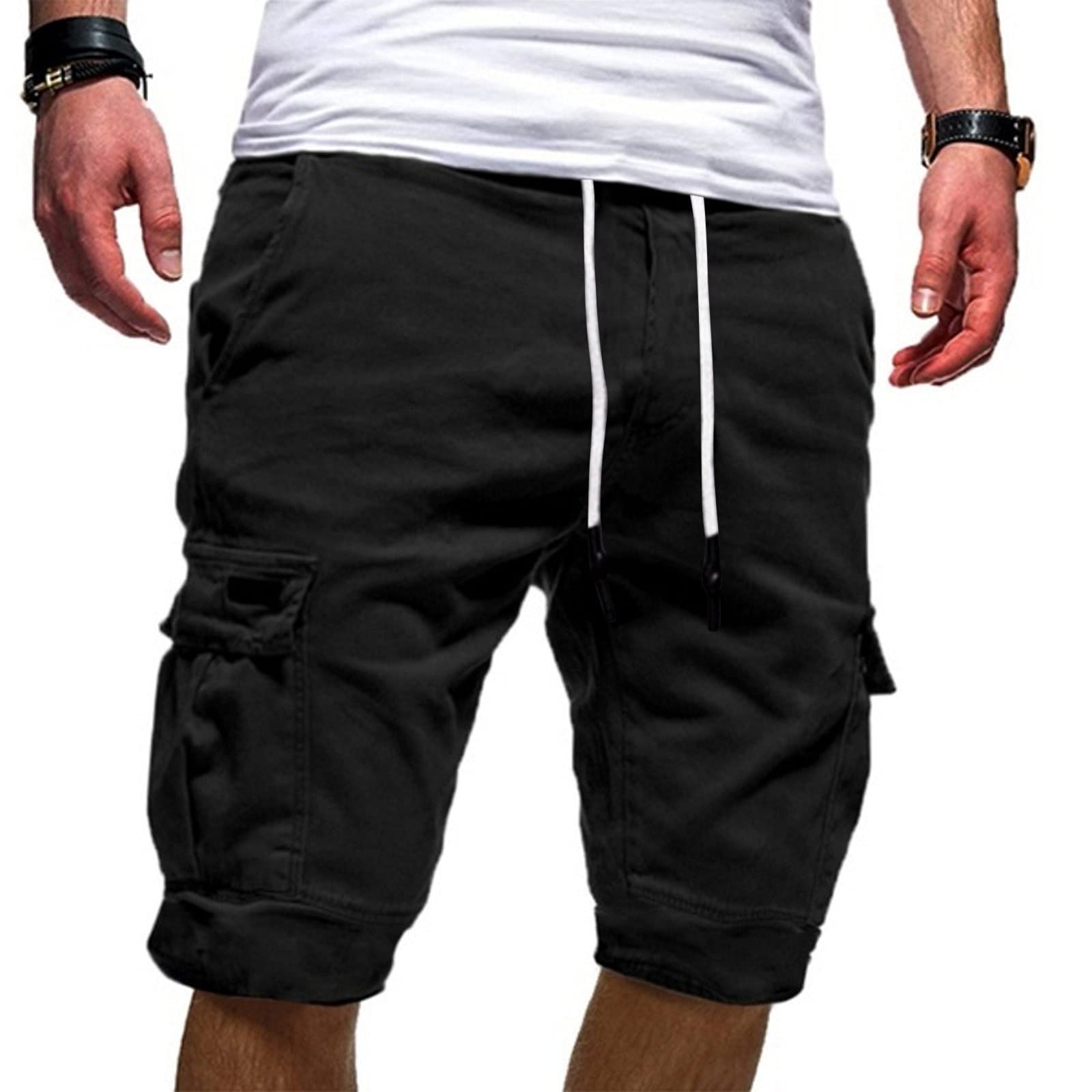 VEKDONE Men's Casual Elastic Waist Shorts - Breathable Summer Workout Shorts for Big & Tall - Comfortable Outdoor Beach & Gym Shorts for Running, Hiking & Swimming