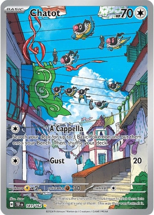 Chatot Pokemon Card 181/162 - TEF 181/162 - Rare Collectible Trading Card for Battles & Collections