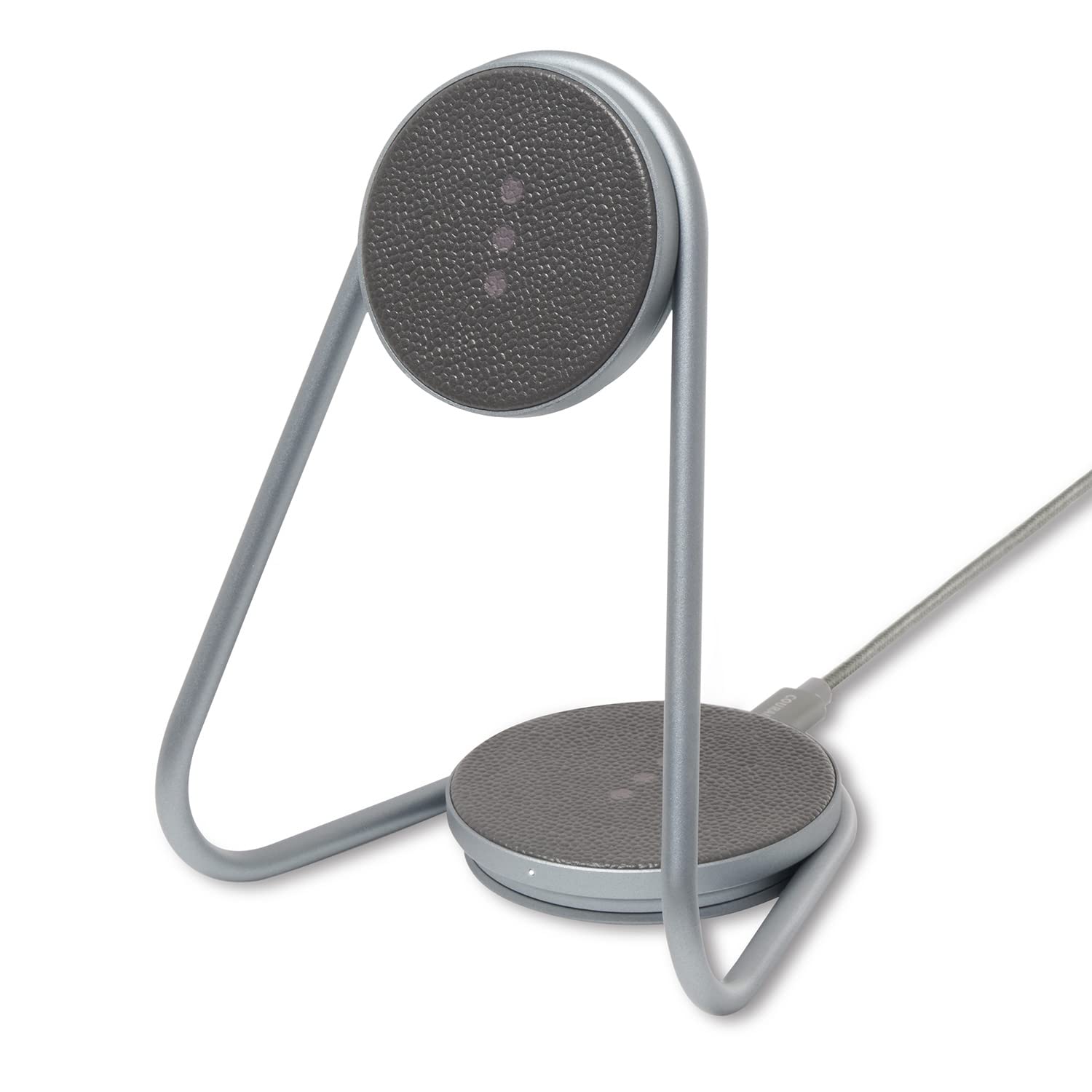 COURANT MAG:2 Wireless Charging Stand - Premium Italian Leather 2-in-1 Multi-Device Charger with MagSafe for iPhone 16/15/14/13/12 & AirPods - Fast Charging Station for Home, Office & Travel (Ash)