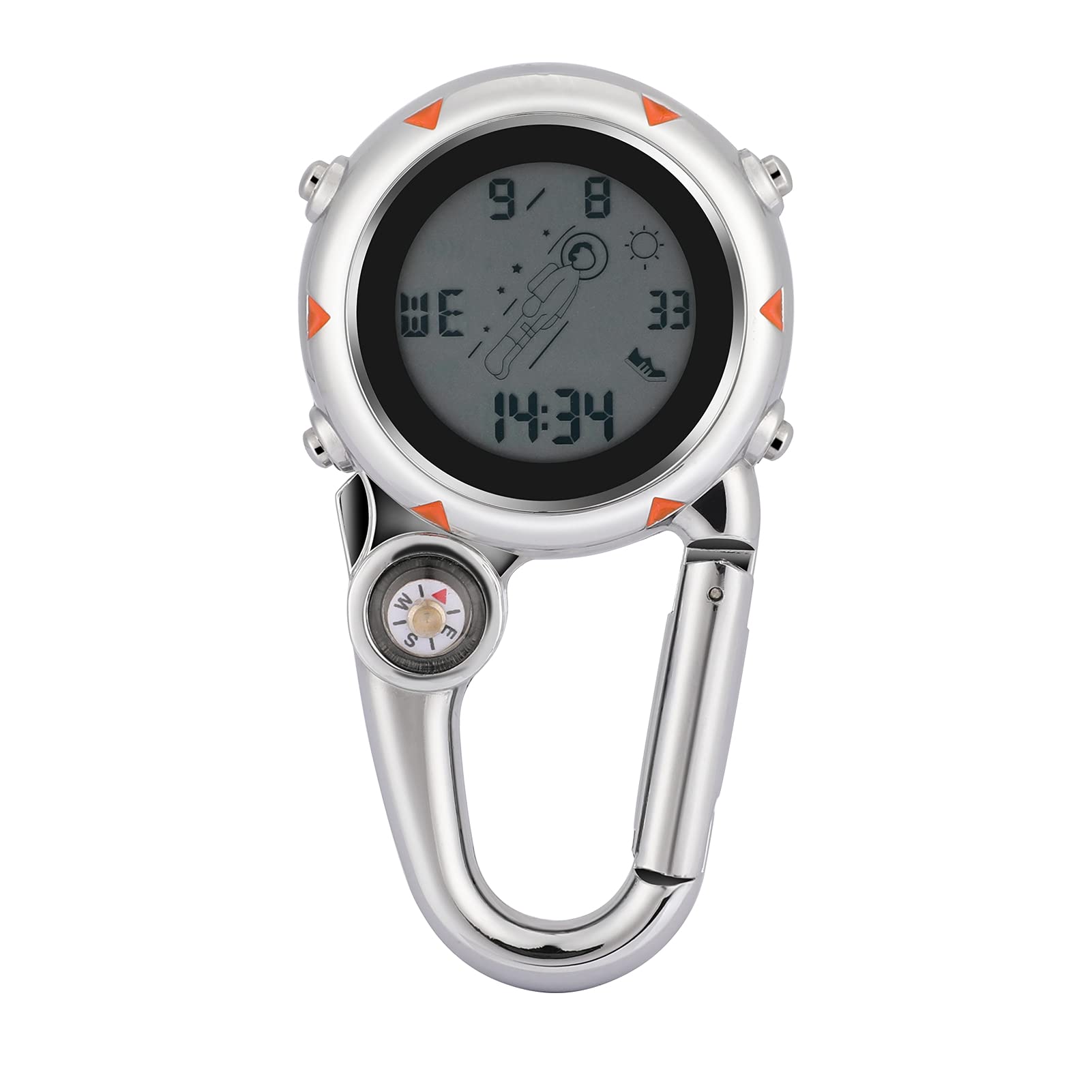 QUUREN Outdoor Sport Watches for Men - Astronaut Digital Waterproof Quartz Watch with Compass, Luminous Dial, Timer & Alarm - Ideal for Climbing, Hiking, Backpacking, Camping and Adventure Travel (Orange)