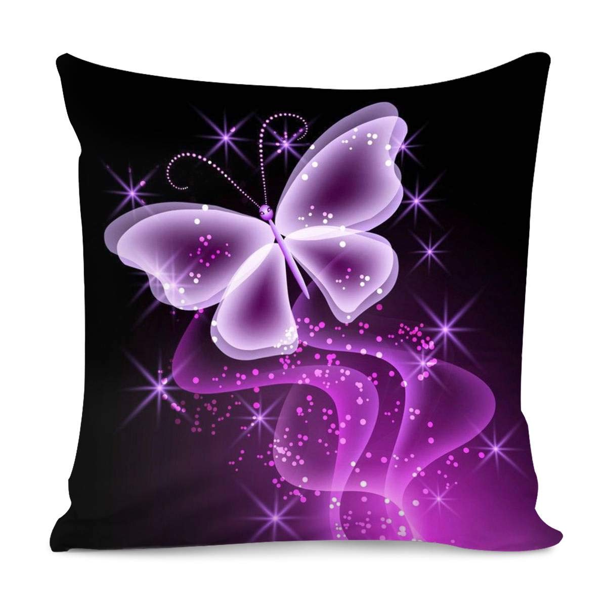 Purple Butterfly Printed Decorative Throw Pillow Covers 18x18 Inches - Soft Cushion Cases for Sofa, Bedroom, Home & Car Decor | Perfect for Living Room Accents, Bedding Accessories and Vehicle Styling