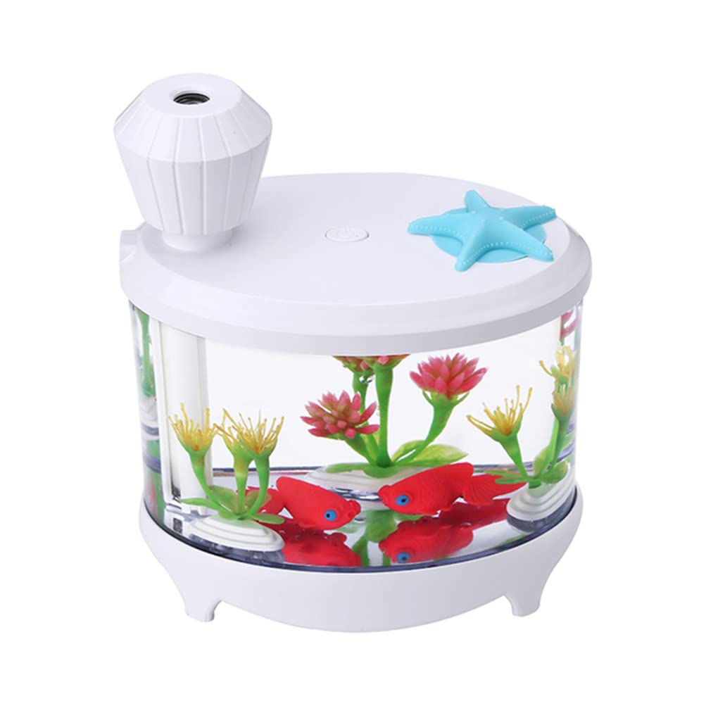 460ML White Ultrasonic Fish Tank Humidifier with 7-Color LED Lights - USB Essential Oil Diffuser & Car Aroma Mist Maker for Home, Office, Car - Perfect for Aquariums, Relaxation, and Air Freshening