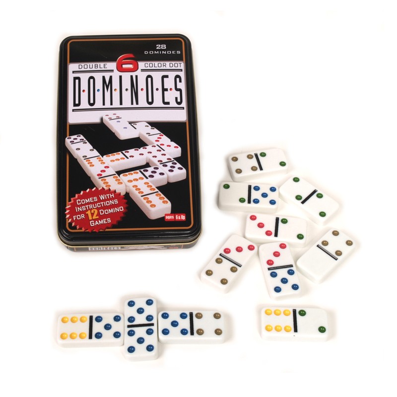 Premium Double 6 Domino Set - 28 Pieces Classic Bone Dominoes for Family Game Night, Parties, and Outdoor Camping