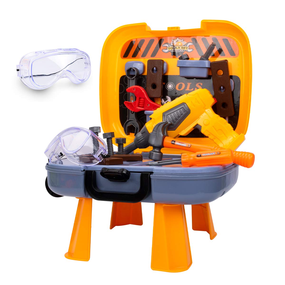 UNIH Toddler Tool Set for Kids Ages 2-4 - Wooden Learning & Pretend Play Construction Toys with Workbench - Perfect Gift for 2 Year Old Boys (Great for Early STEM Education & Imaginative Play)
