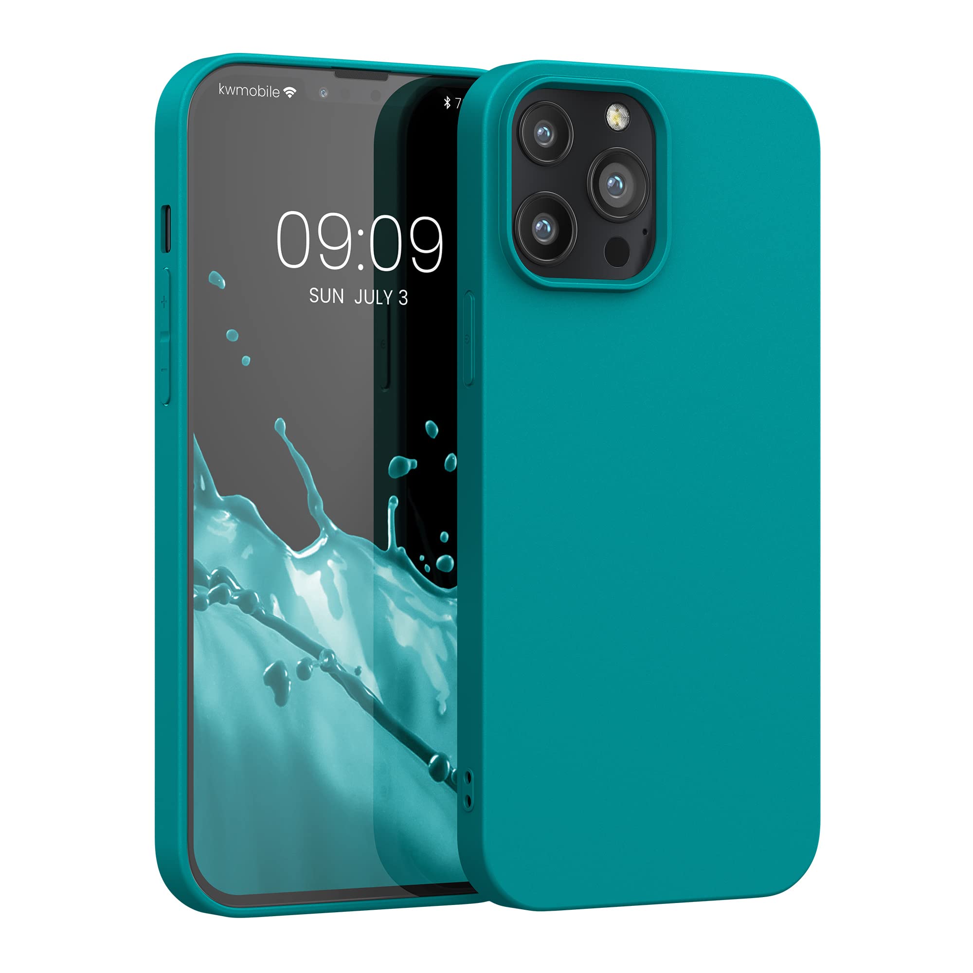 kwmobile Soft Slim Protective TPU Silicone Case for Apple iPhone 13 Pro Max - Shockproof & Scratch Resistant Cover in Azure Blue - Perfect for Everyday Use, Travel & Outdoor Activities