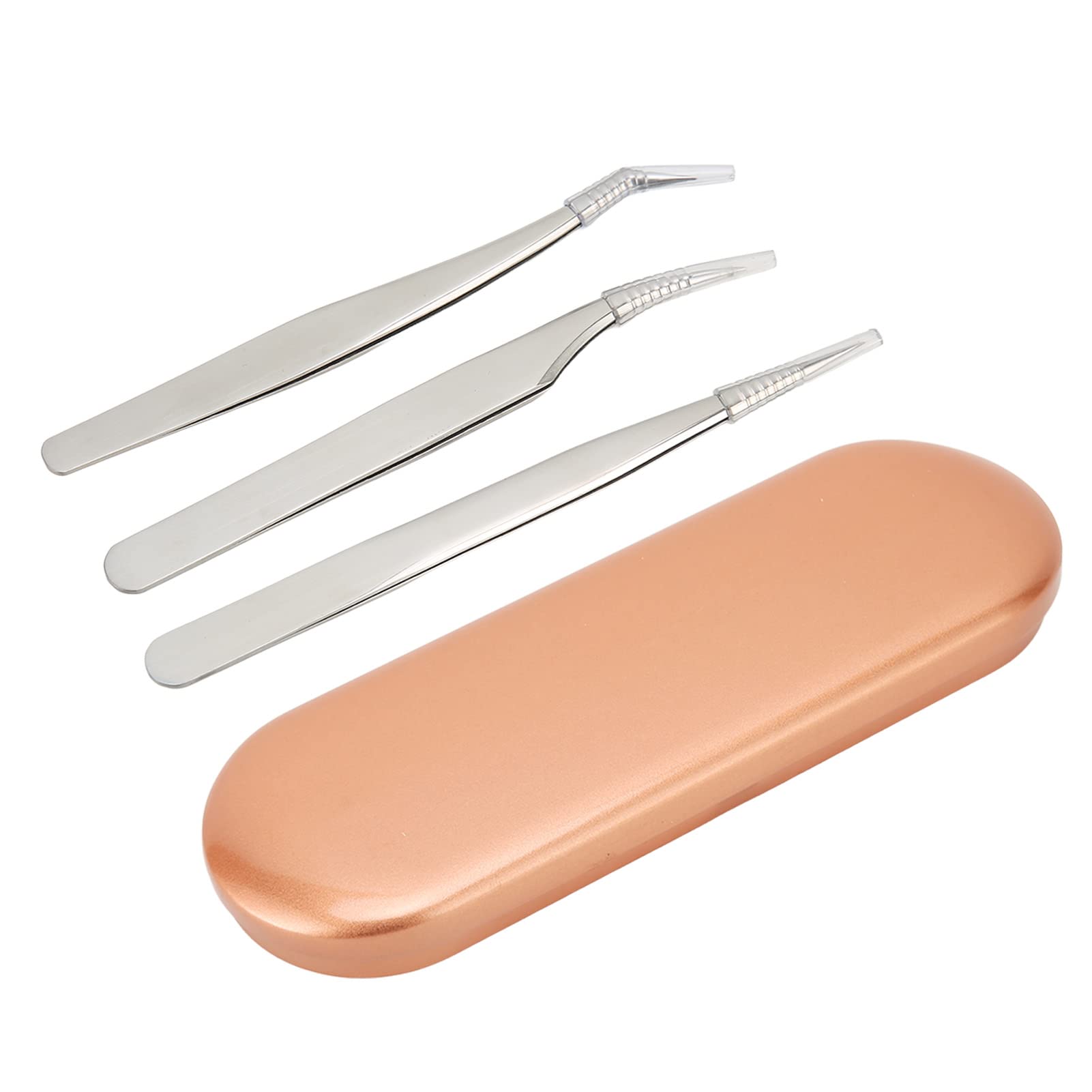 3Pcs Stainless Steel Eyelash Tweezers Set - Professional Precision Lash Tweezers for Eyelash Extensions & Application - Perfect for DIY Salon, Home Use & Beauty Professionals (Women & Girls)
