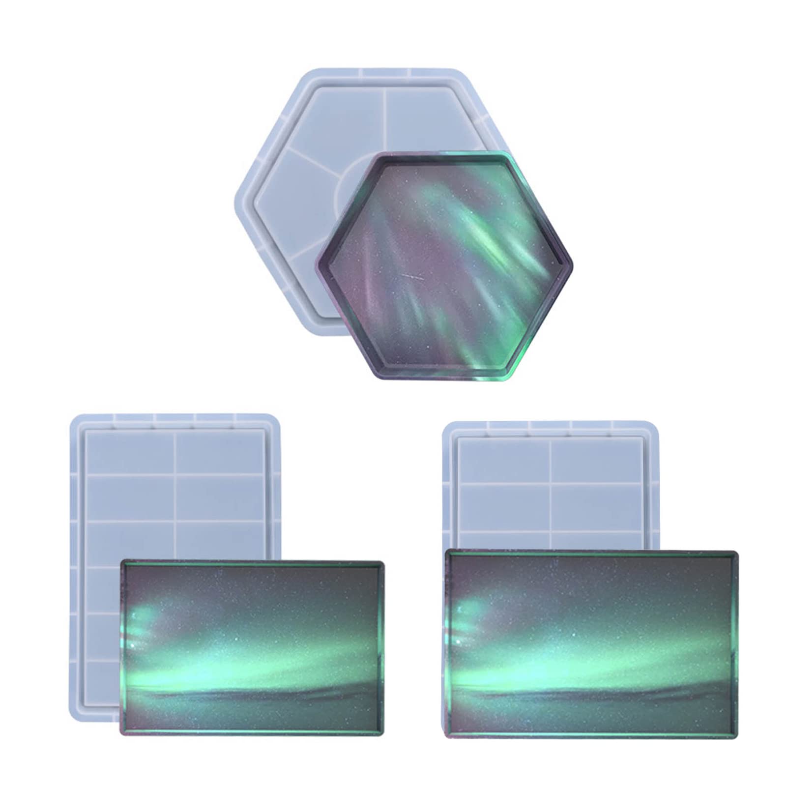 3 PCS Silicone Molds for Resin Art - DIY Rolling Tray & Coaster Molds for Crafts, Snack Plates | Perfect for Epoxy Resin Projects, Home Decor & Gift Making