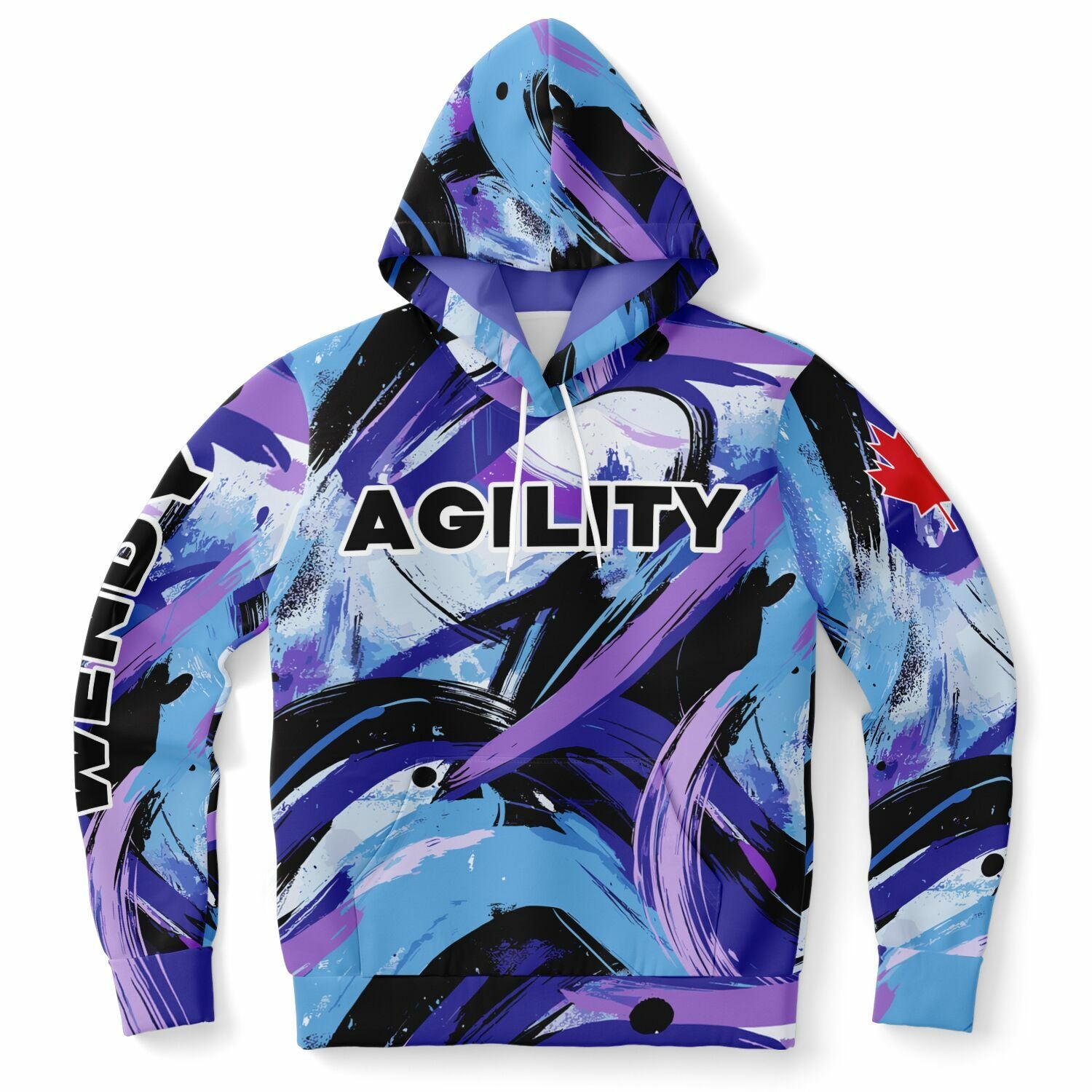 Premium Unisex Custom Embroidered Hoodie - Personalized Text/Logo - AGILITY ACTION PERIWINKLE - Athletic Wear for Gym, Running & Casual Outfits
