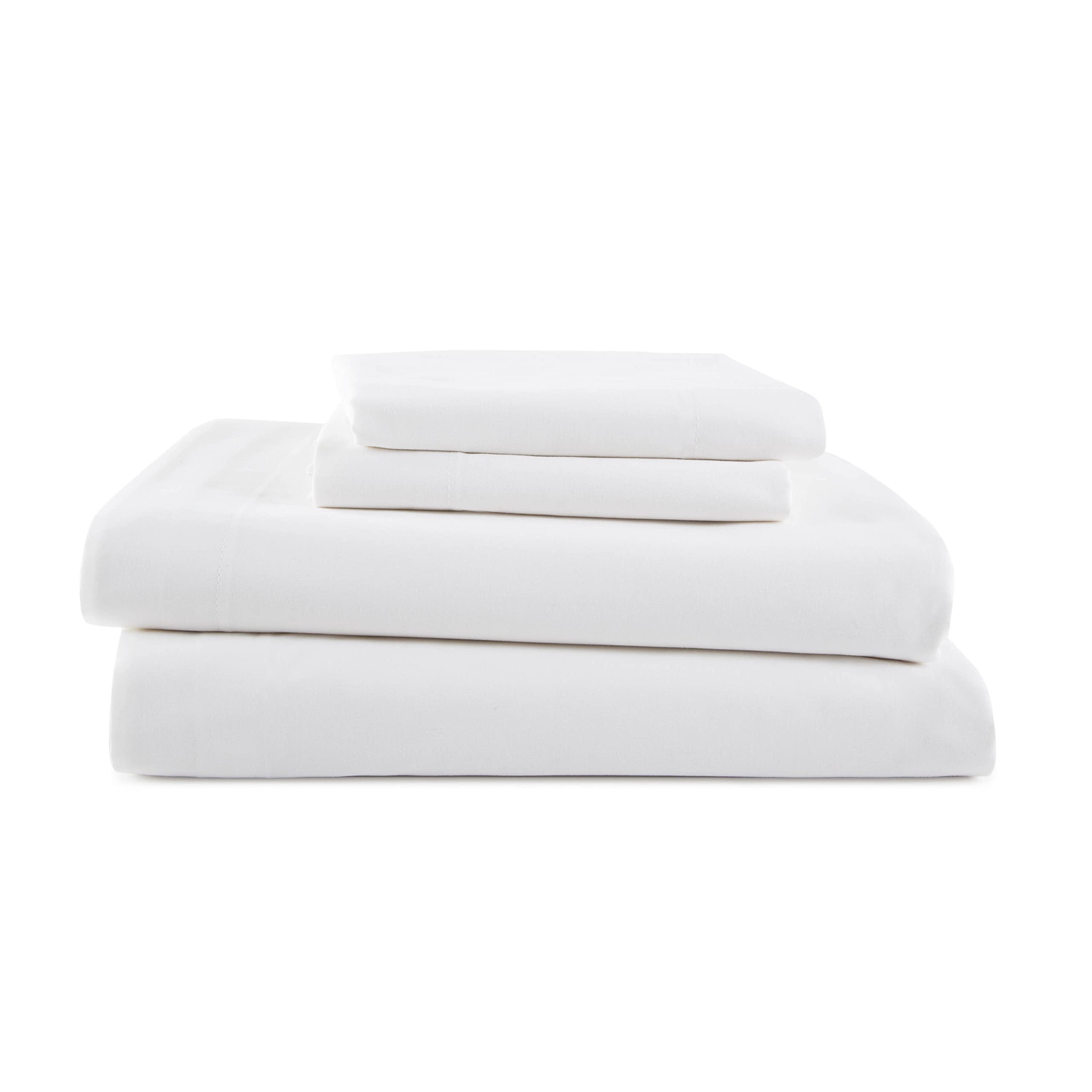Premium 3-Piece Twin Sheet Set - Ultra Soft & Breathable Brushed Cotton Blend - Wrinkle Resistant, Durable & Easy Care Bedding - Perfect for Kids' Rooms, Dorms & Guest Beds (White)