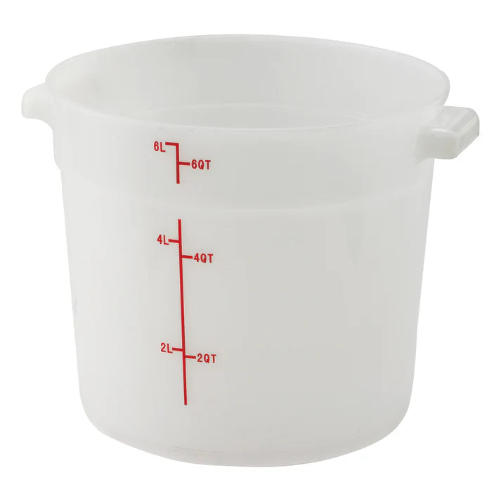 Winco 6 Quart Round Plastic Food Storage Container with Lid - BPA Free, Airtight Kitchen Organizer for Flour, Sugar, Cereal & Dry Goods - Perfect for Pantry, Baking & Meal Prep