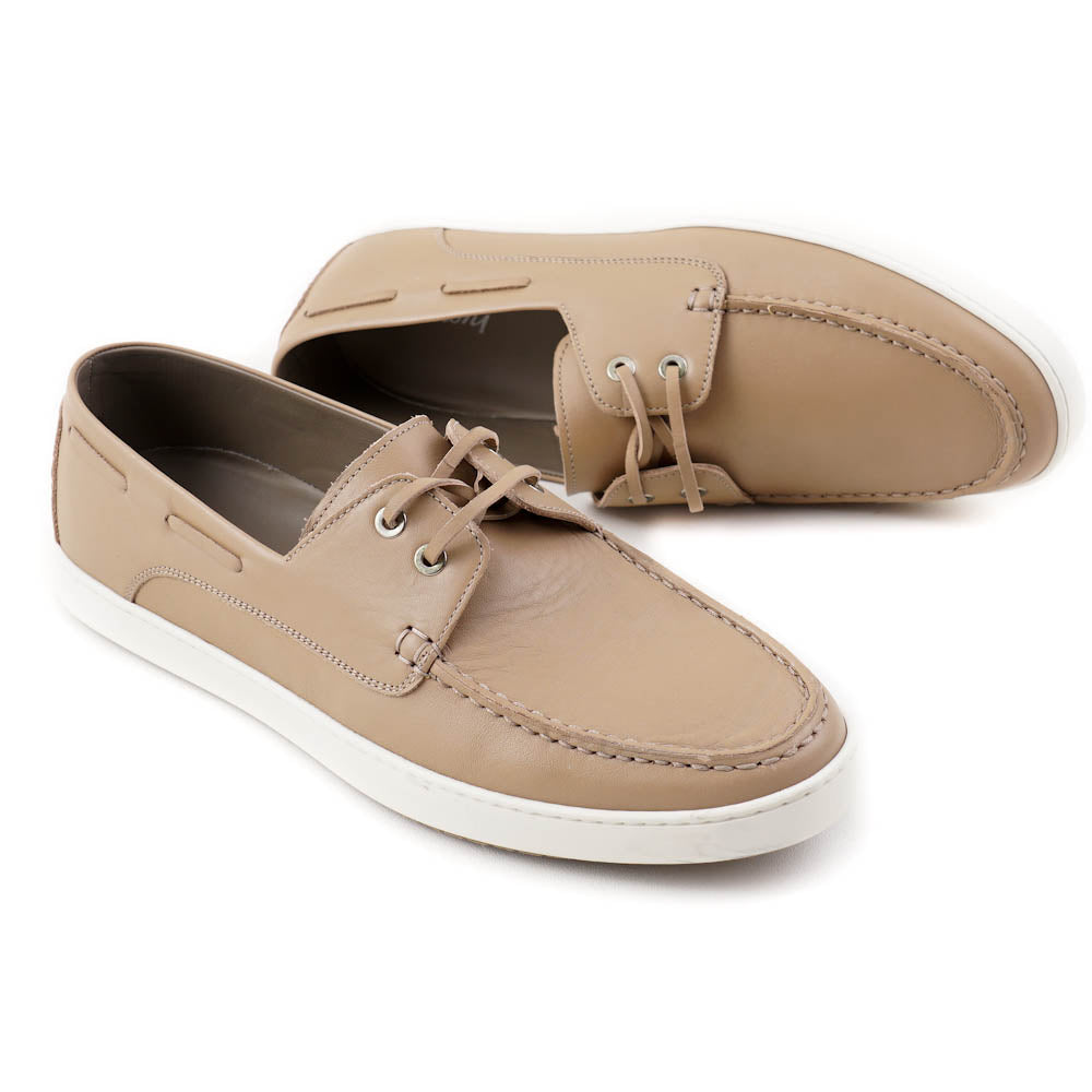 Brioni Men's Tan Calfskin Leather Boat Shoes - Comfortable & Stylish Loafers for Casual Wear, Business Casual & Summer Outings