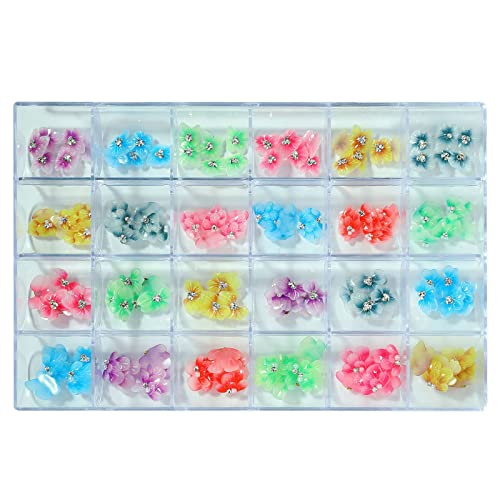 5D Flower Nail Charms for Acrylic Nails - Rhinestone Nail Art Supplies with Pearls, DIY Manicure Decorations & Nail Crystals - Perfect for Wedding, Party, Salon and Special Occasion Nail Designs