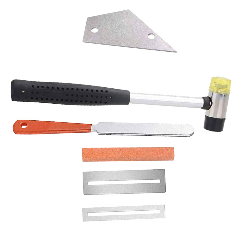 MILISTEN 6-Piece Professional Guitar Luthier Tool Kit - Includes Fret Crowning File, Double Headed Rubber Hammer, Fret Rocker, Fretboard Guards & Grinding Tools for Bass & Acoustic Guitar Maintenance & Repair - Perfect for DIY Guitar Setup, Fret Leveling & Instrument Care