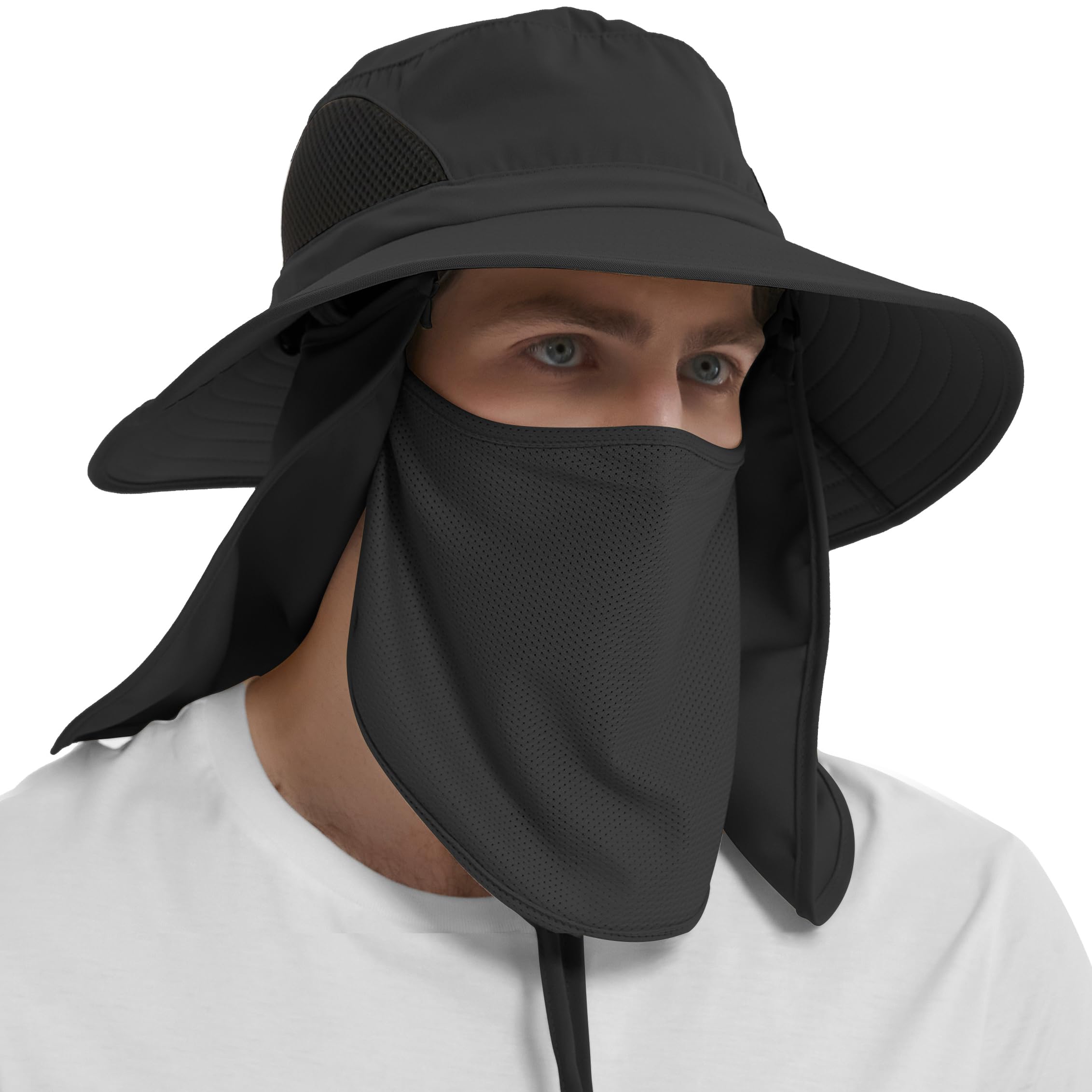 UPF 50+ Unisex Sun Hat with Neck Flap - Waterproof Packable for Outdoor Activities