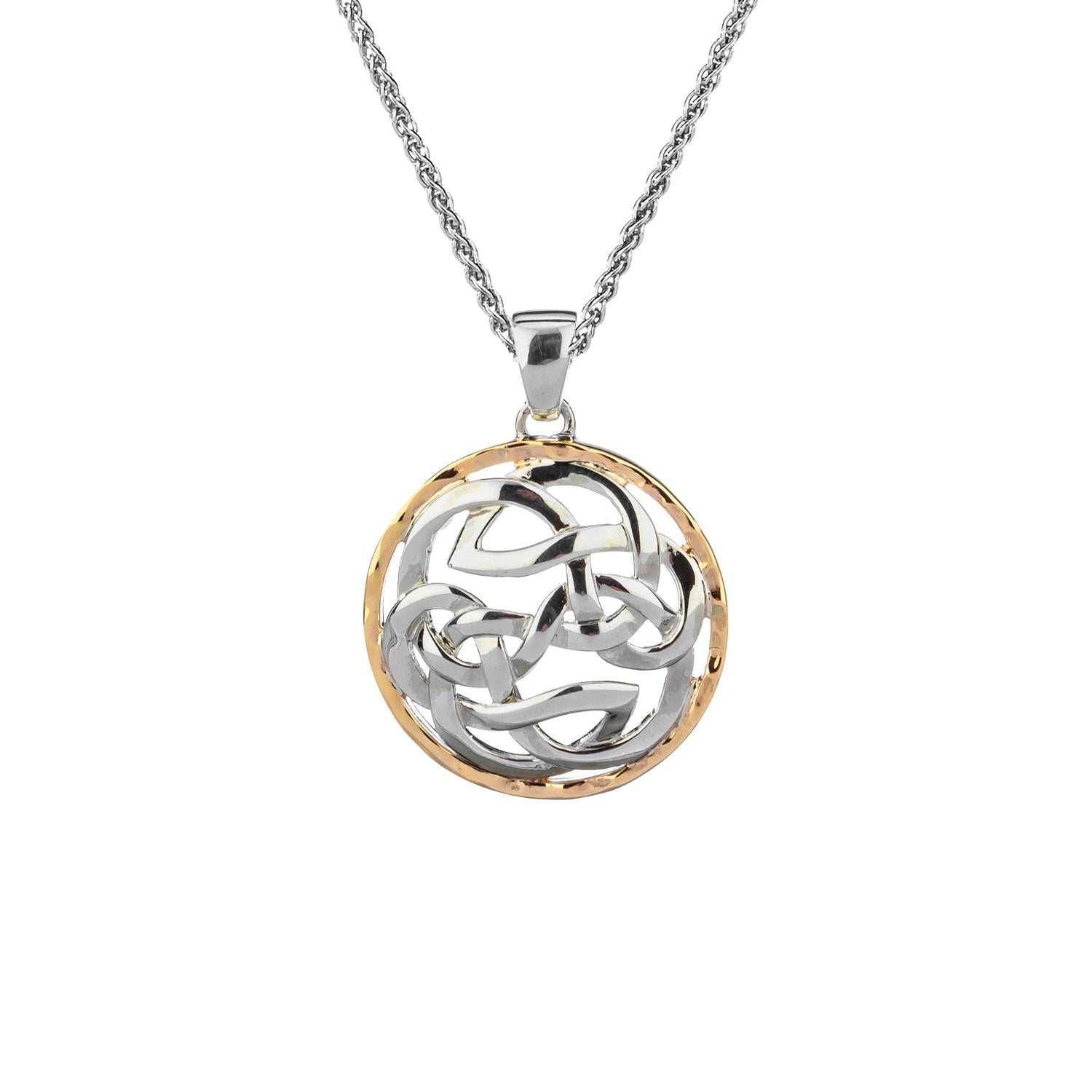 10k Gold & Silver Hammered Life Path Pendant Necklace - Spiritual Jewelry for Meditation, Yoga & Everyday Wear