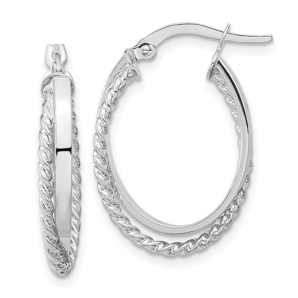 14K White Gold Oval Hinged Hoop Earrings for Women | Diamond2Deal Fine Jewelry | Elegant Everyday Wear, Gift for Her, Wedding & Special Occasions