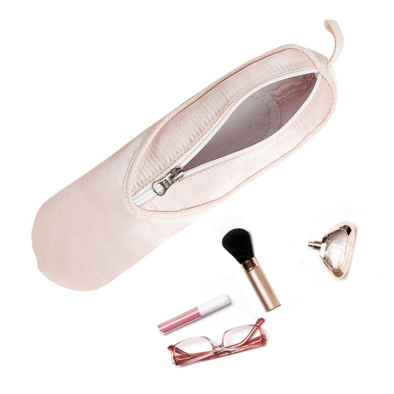 Pink Ballet Shoe Makeup Bag for Girls - Portable Cosmetic Travel Pouch for Ballerina Dance Class & Sleepover Parties