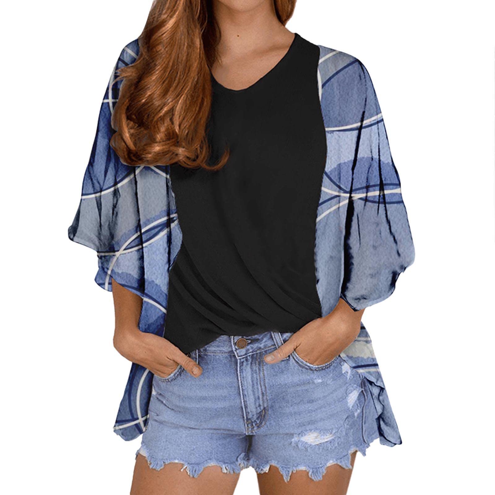 Women's Floral Print Chiffon Duster Cardigan - Casual Loose Fit Snap Button Cover Up Jacket for Spring/Summer, Beach Cover-Up, Lounge Wear, and Office Outfits