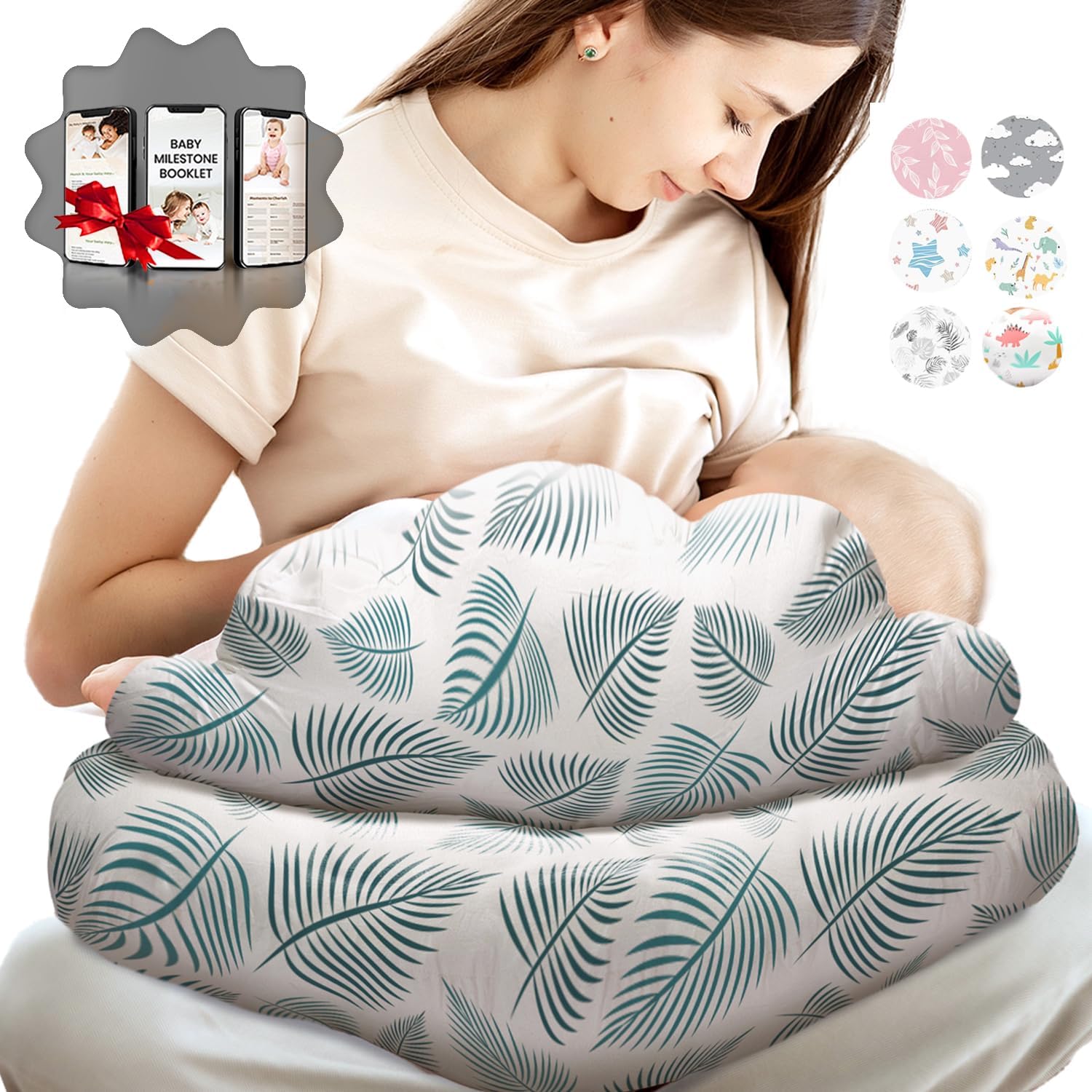 **PILLANI Nursing Pillow for Breastfeeding - Adjustable Waist Strap & Removable Cotton Cover - Essential Baby Feeding Pillow for Newborns & Moms - Perfect for Comfortable Breastfeeding at Home or On-the-Go**