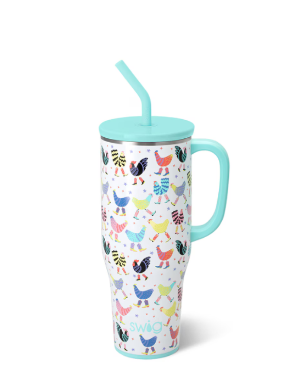 Swig Funky Chicken 30oz Mega Mug - Large Insulated Tumbler for Coffee, Tea & Cold Drinks - Perfect for Home, Office & Outdoor Adventures