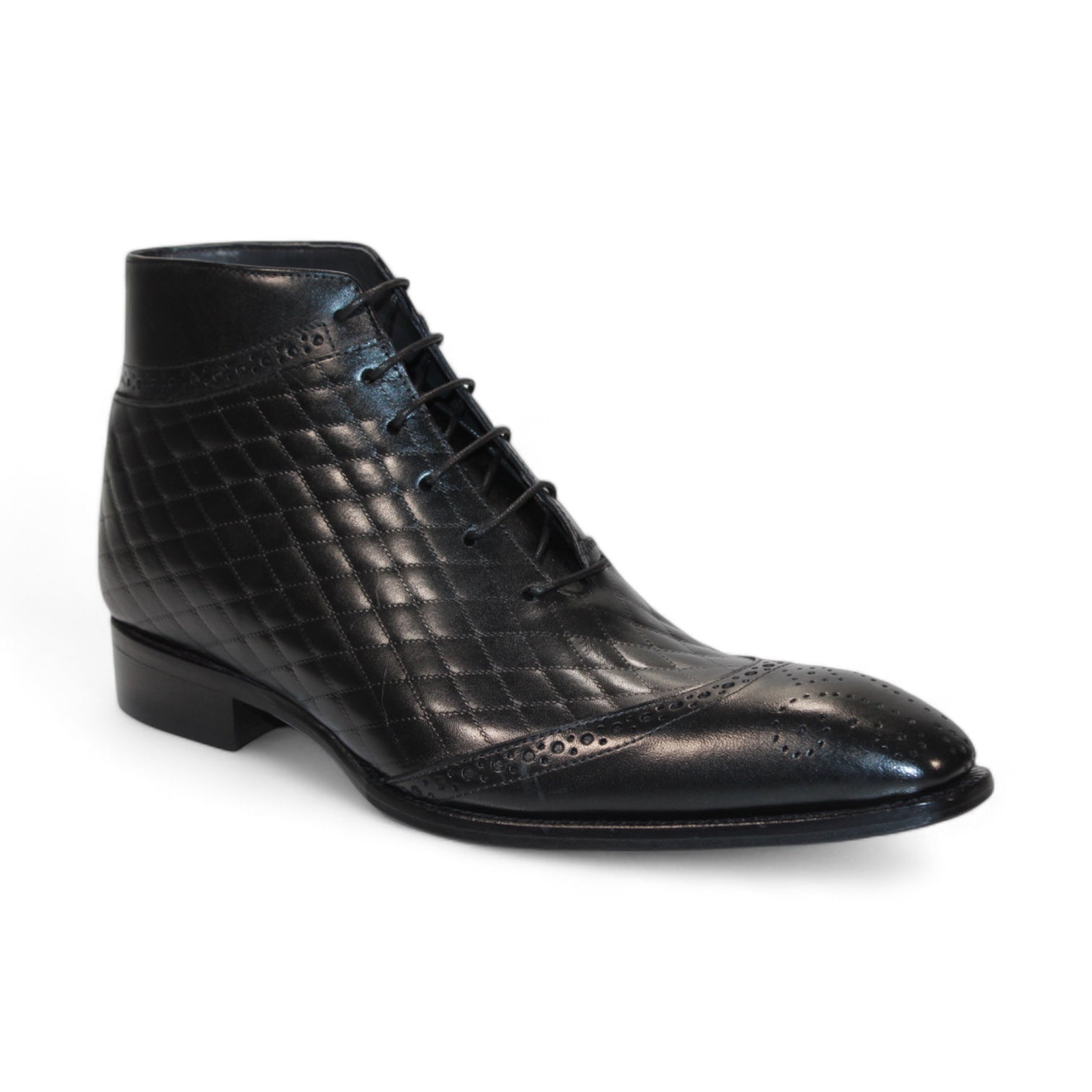 Duca Di Matiste Lauro Men's Leather Dress Shoes - Classic Black Formal Oxfords for Business, Wedding & Special Occasions