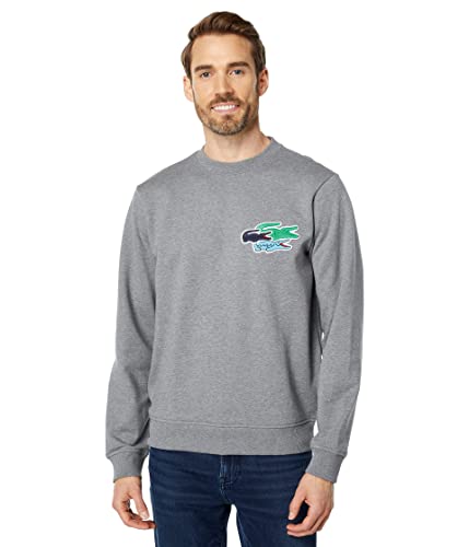 Lacoste Men's Long Sleeve Crewneck Sweatshirt with Crocodile Logo - Comfortable Casual Pullover for Winter Holidays, Christmas Gifts & Everyday Wear