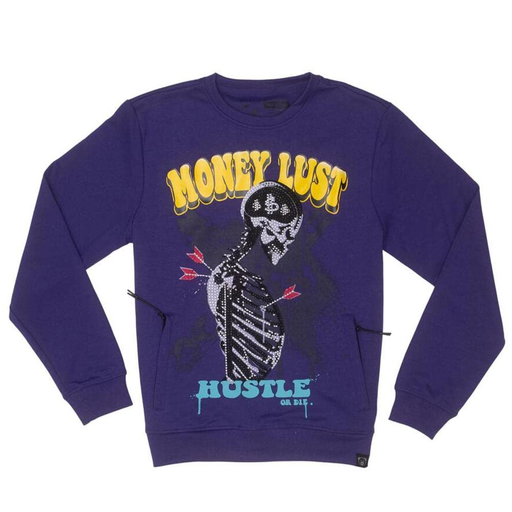 Civilized Men Money Lust Hustle Crewneck Sweatshirt - Purple Hip Hop Streetwear for Men | Perfect for Casual Wear, Rap Concerts & Urban Fashion