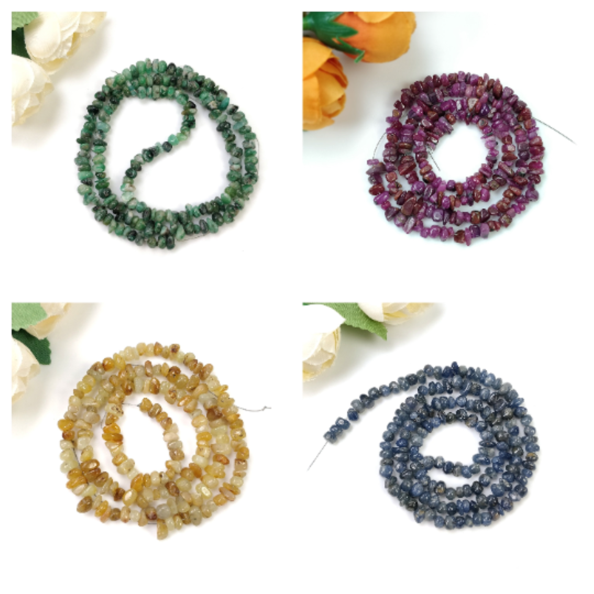 Natural Ruby Sapphire Emerald Loose Gemstone Beads Strand - 18 Inch 4-5mm Precious Stone Beads for Jewelry Making (DIY Bracelets, Necklaces & Craft Projects)