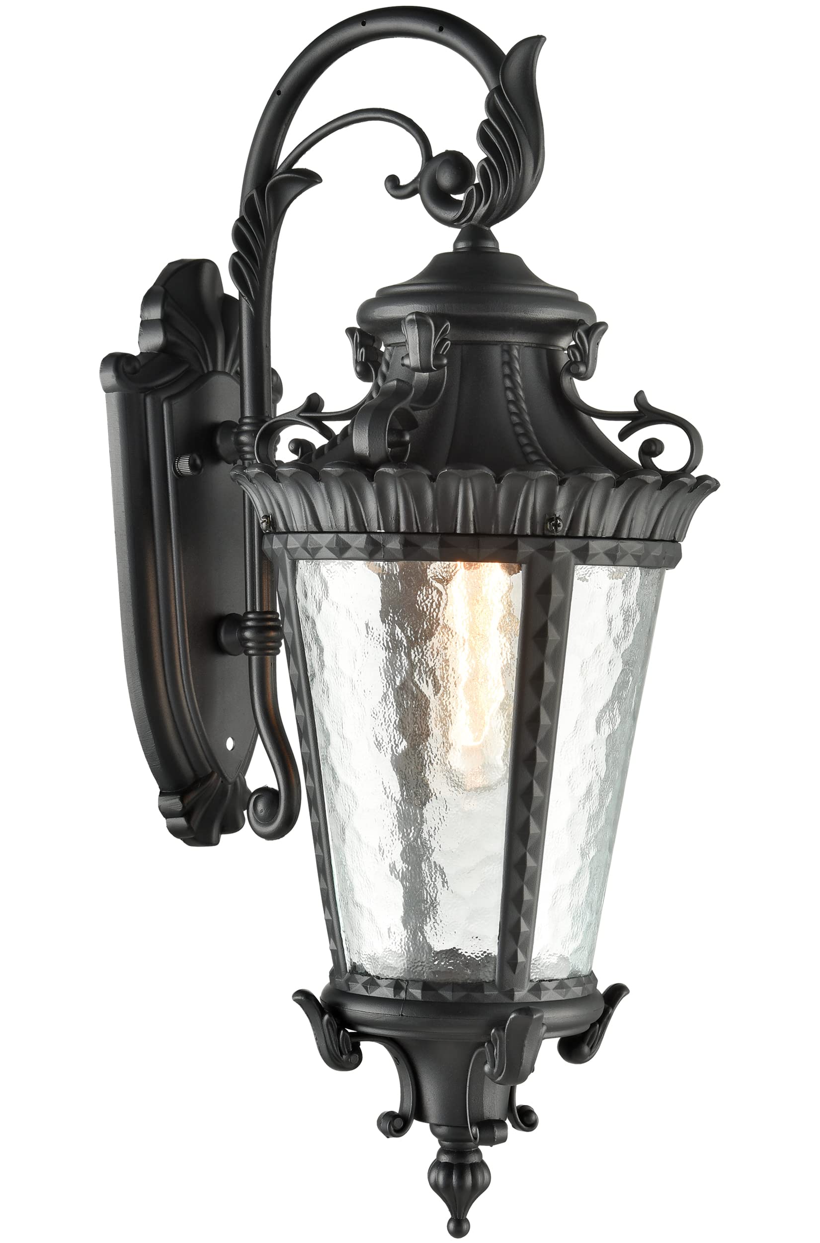 SAMTEEN Black Waterproof Outdoor Wall Lights with Glass Shade - 21.6