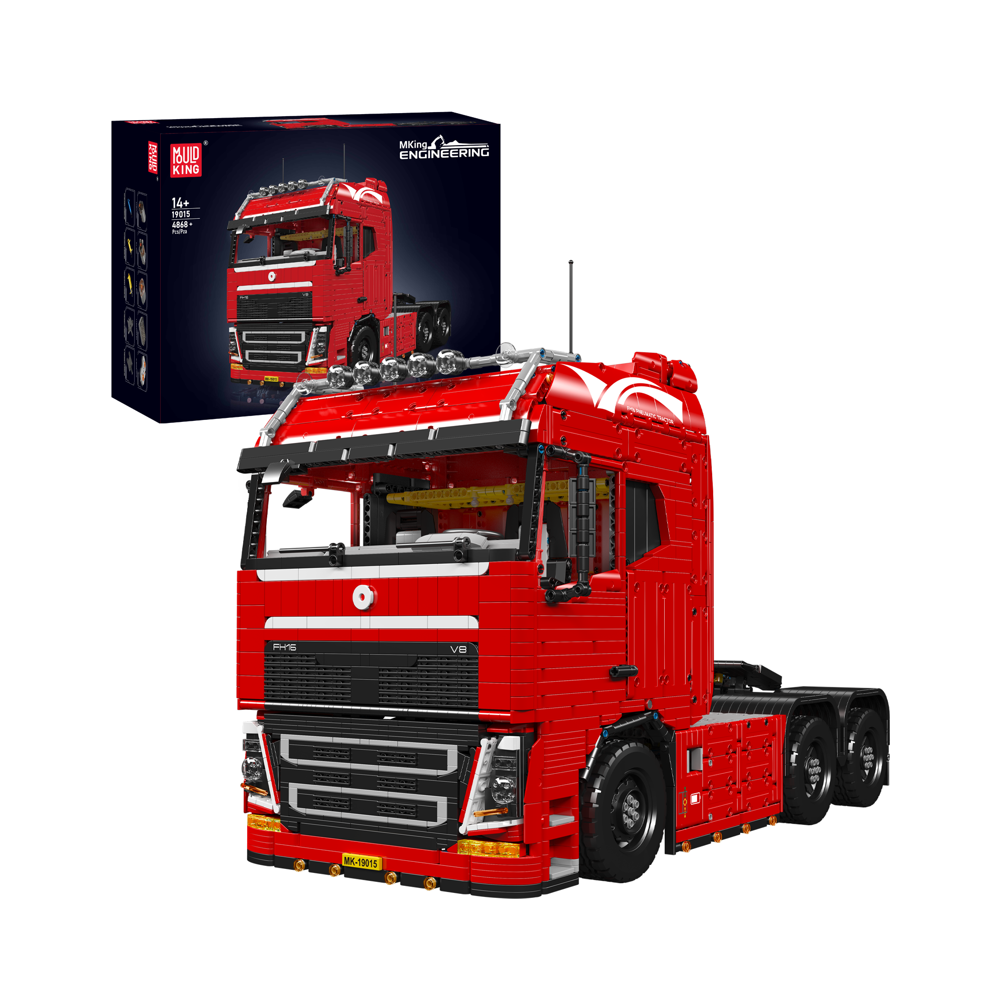 Mould King 19015 FH16 Remote Control Pneumatic Tractor Truck Building Kit - 4608 Piece Construction Set for Adults & Teens | STEM Educational Toy, Collector's Model for Display & Play