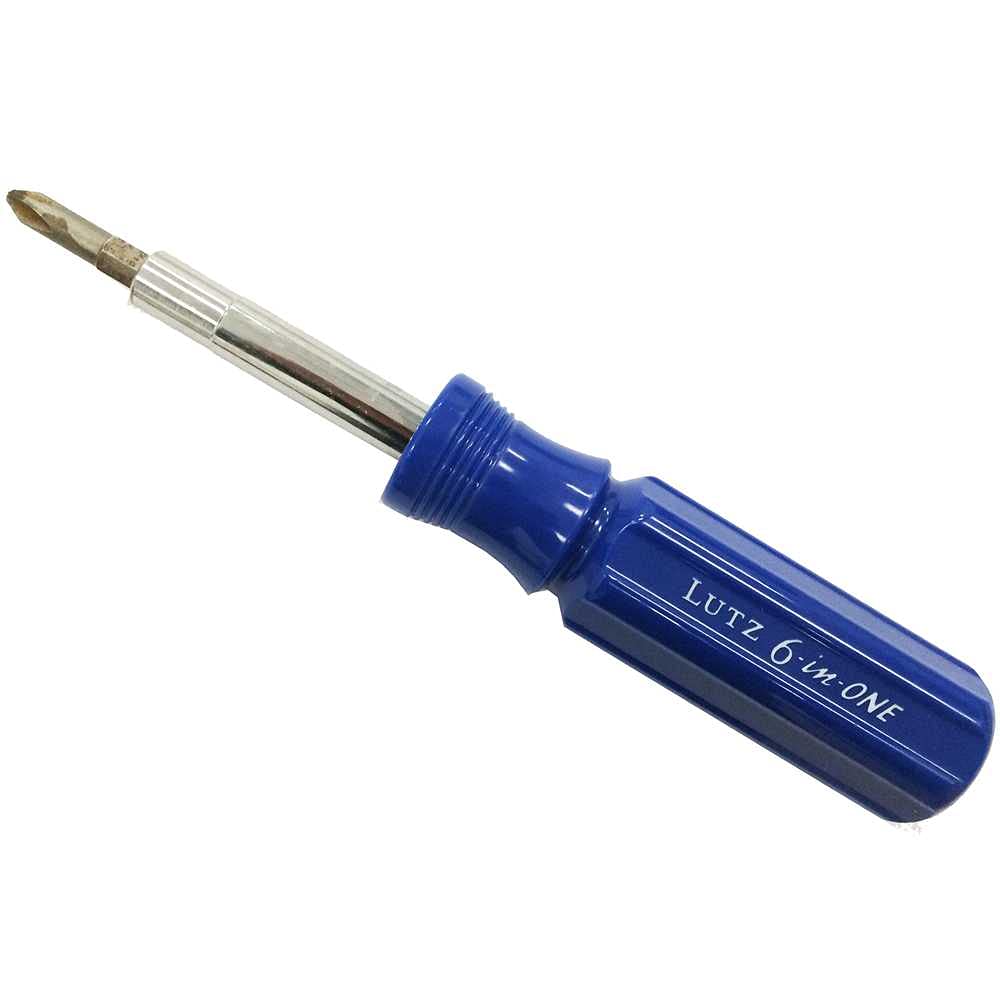 Lutz 6-in-1 Multi-Bit Screwdriver with 4 Blue Handles - Perfect for Home Repairs, DIY Projects & Professional Use