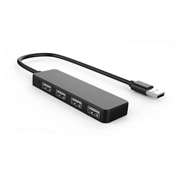 TJ ENTERPRISES 4-Port USB 2.0 Hub - Ultra Slim Portable USB Splitter Adapter for MacBook Pro/Air, iMac, Windows Laptop, PC, Surface Pro - Expand USB Ports for Flash Drives, External Hard Drives, Keyboard & Mouse - Perfect for Home Office, Travel & Workspace Setup