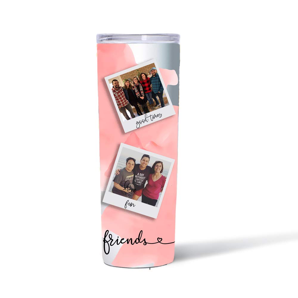 Personalized Friends Photo Tumbler - Custom Insulated Travel Mug with Pictures - Perfect Gift for Best Friends, Birthday, Anniversary & Long Distance Friendship Keepsake (Great for Coffee, Tea & Cold Drinks)