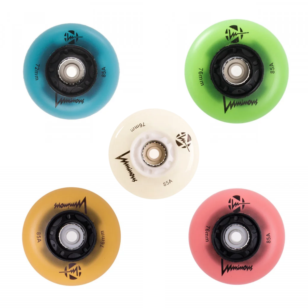 Luminous LED Inline Wheels 76mm 85a - 4 Pack Glowing Skate Wheels for Night Skating, Roller Derby & Outdoor Activities