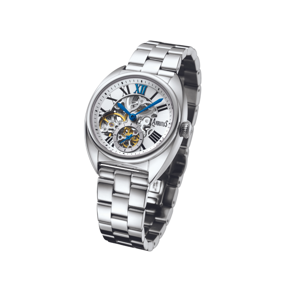 Arbutus Small Seconds Skeleton Watch AR1702SWS - 18mm x 16mm Minimalist Design for Women & Men - Perfect for Business, Formal Events & Everyday Wear