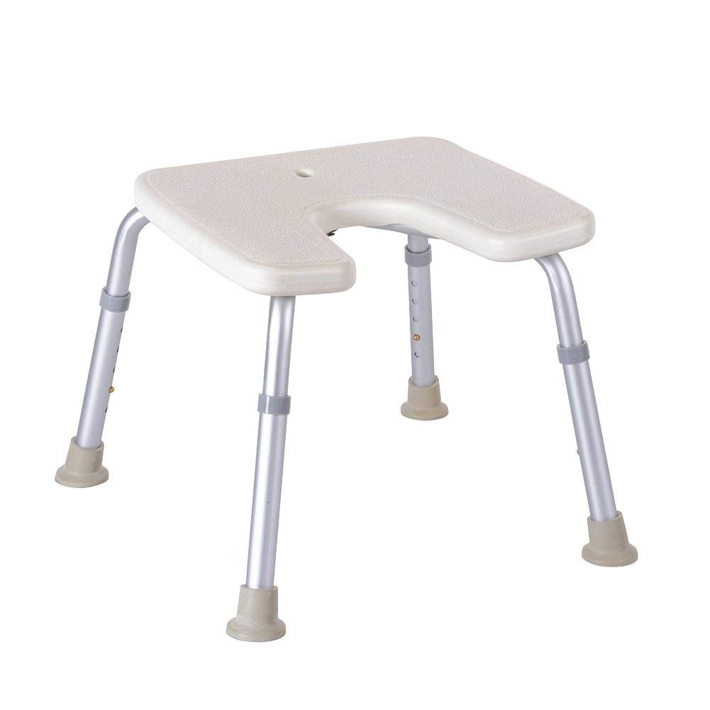 Adjustable Height U-Shaped Shower Chair for Elderly & Disabled - 136kg Weight Capacity Bath Seat Bench - Non-Slip Bathing Aid for Safe Showering at Home or Hospital
