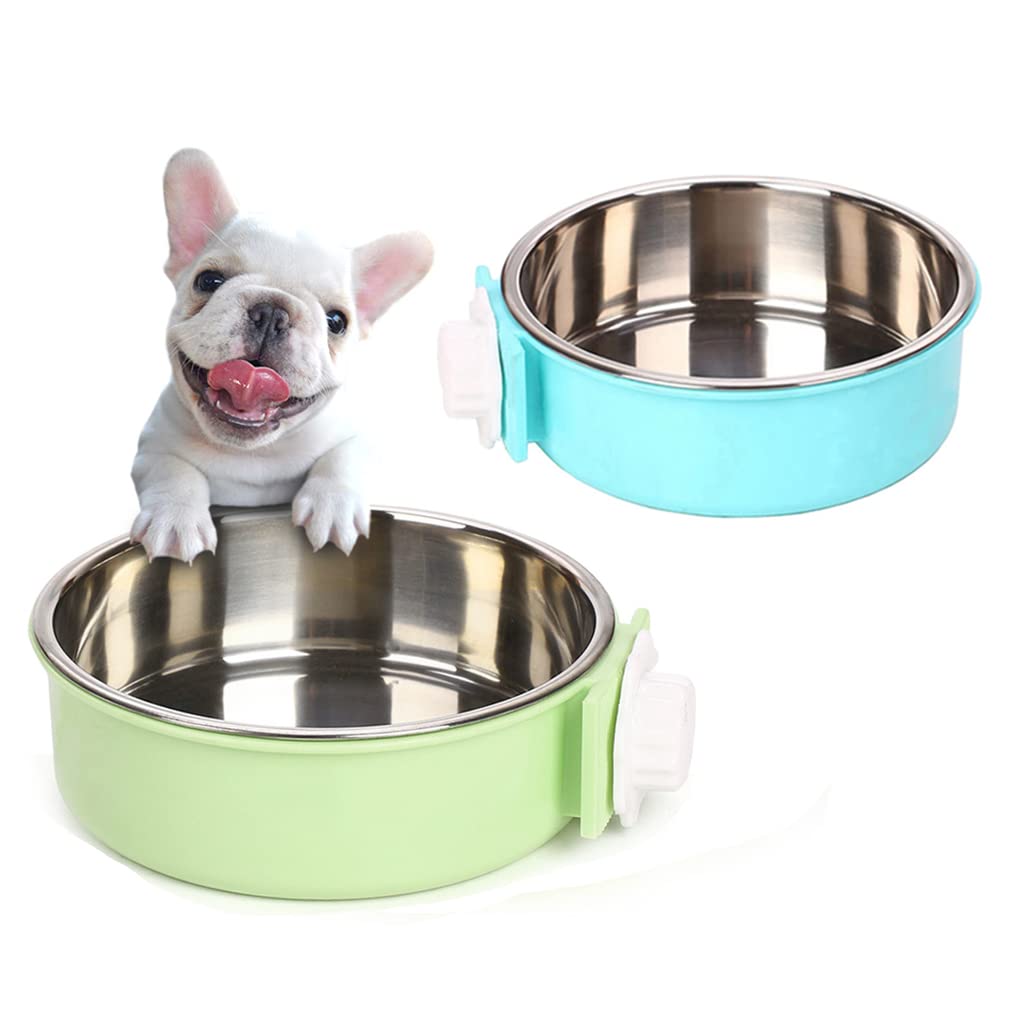 Stainless Steel Crate Dog Bowl - Removable Pet Feeder with Bolt Holder for Cats, Puppies, Birds, Rabbits & Small Animals | Durable Cage Mounted Food & Water Dish for Crates, Kennels & Travel Use