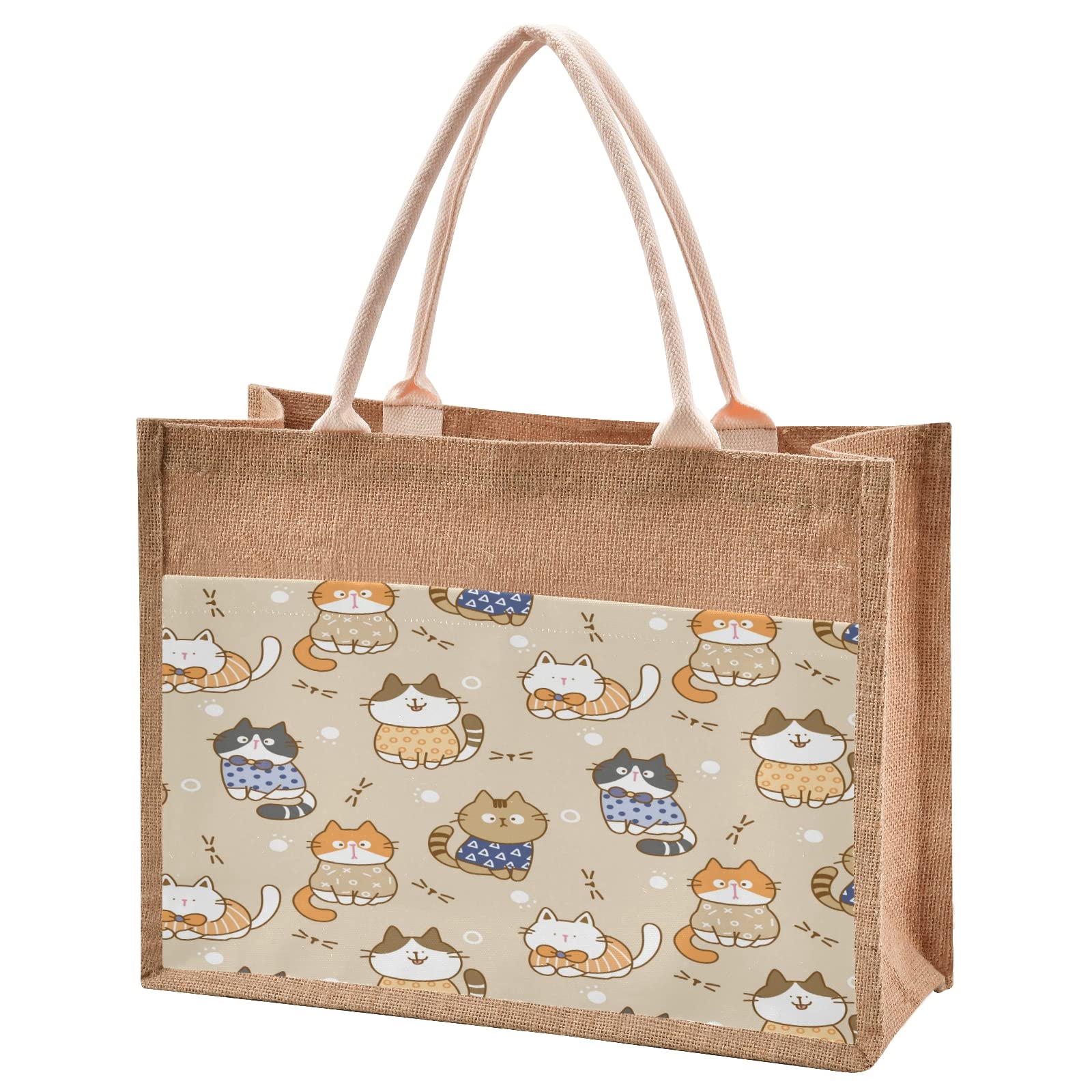 Eco-Friendly Small Burlap Tote Bag - Stylish Reusable Grocery Shopping Bag for Women | Perfect for Farmers Market, Beach Day & Everyday Use